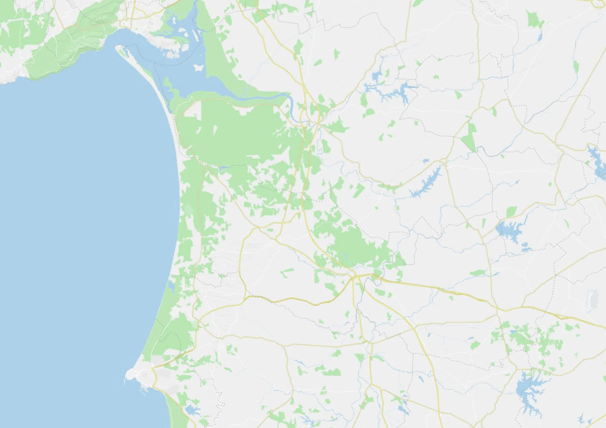 Map of the Alentejo coast around Santo André