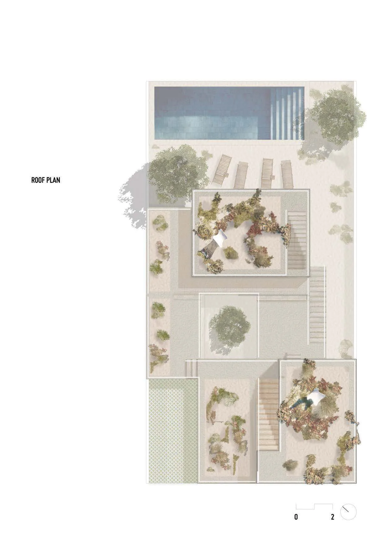 Roof plan with planted terrace